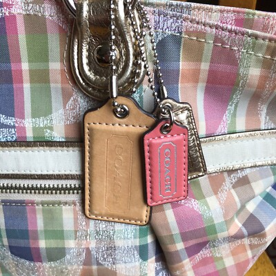 COACH Poppy Madras Rocker Crossbody Sequin Plaid Leather LARGE