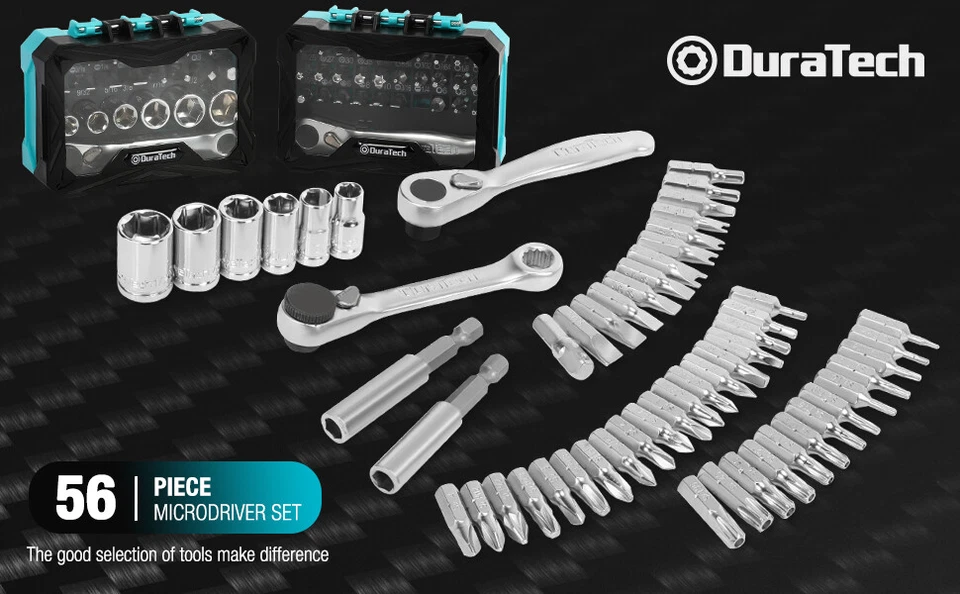 DURATECH 56PC1/4"Mini Ratchet Wrench&Screwdriver Bit Set 2Set-in-1w/Storage Case - Image 2 of 4