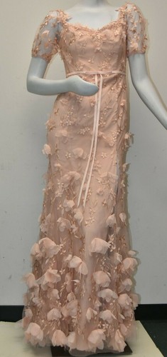 Embroidery Gown Blush Nude Dress 