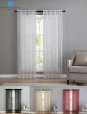 Kate Aurora Premium Single Sheer Voile Window Curtain Panels - Assorted Colors
