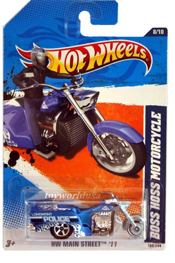 2011 Hot Wheels #168 HW Main Street Boss Hoss Motorcycle blue