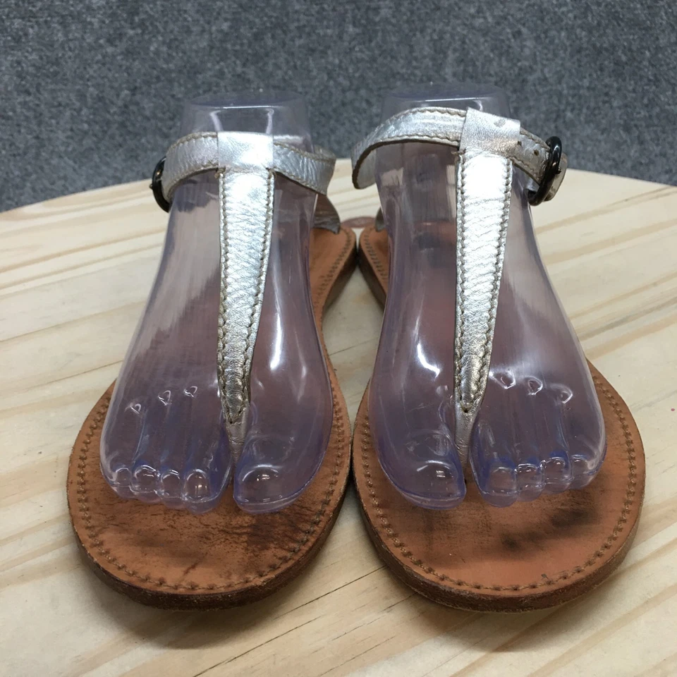 Sandalia Miu Mujer 40 Plateada Tanga Punta Abierta Cordones Informal Charol Foto 4 de 4