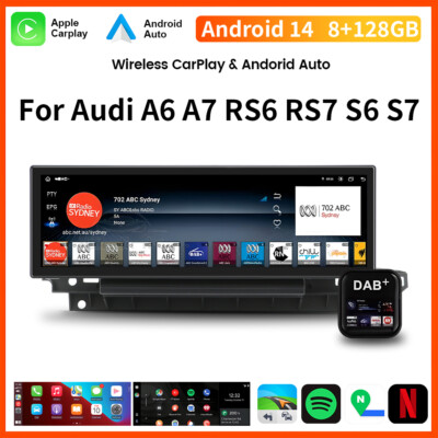 8+128GB Android autoradio Car GPS Stereo DAB+ Carplay Für AUDI A6 C7 A7 C7 SWC