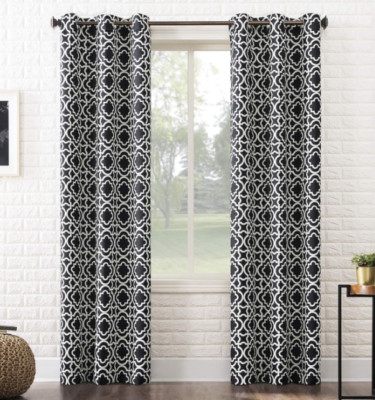 Sun Zero Barnett Trellis Blackout Grommet Curtain Panel, 40'' x 84'', Black