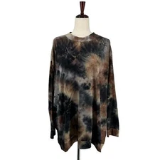 LOGO Lounge Vanya Tie Dye Mock Neck Pullover Top 2X A546716-NTL