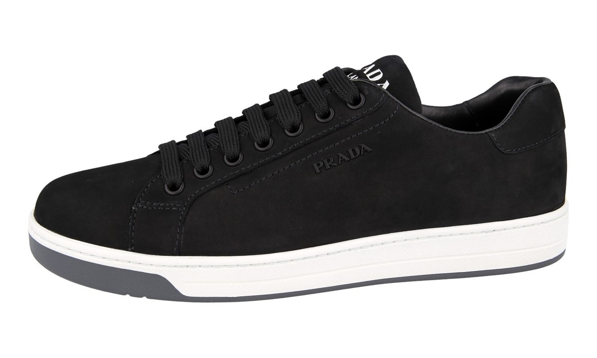 【VINTAGE】プラダ スニーカー PRADA DOWNTOWN SNEAKERS SHOES 2EG352 BLACK WHITE LEATHER NEW
