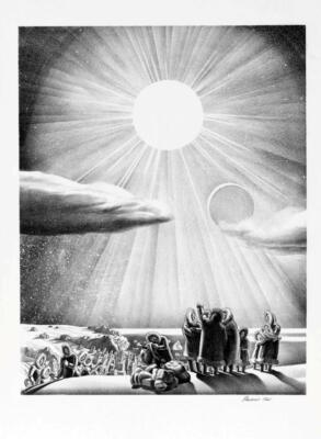 #ad Solar Flare up Rockwell Kent Art Print Celestial Sunburst Scene Lithograph $85.00