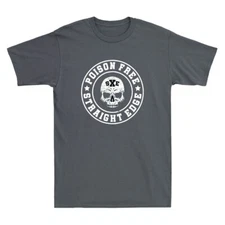 Poison Free Skull Crew Straight Edge Funny Vintage Men's Short Sleeve T-Shirt