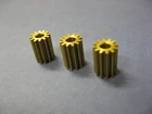 3x Brass 12 tooth pinion gear 3mm I.D.hole 10mm long 7.39mm O.D. 12T 48p gears