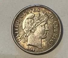 1914 Barber Dime  ,  AU ,  Better Grade