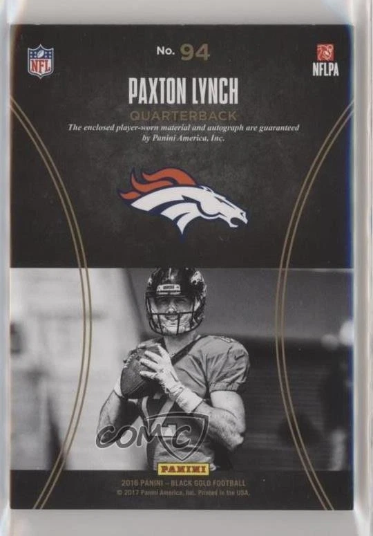 2016 Black Gold Sizeable Signatures Jersey Prime /99 Paxton Lynch Rookie Auto RC - Image 2 of 2
