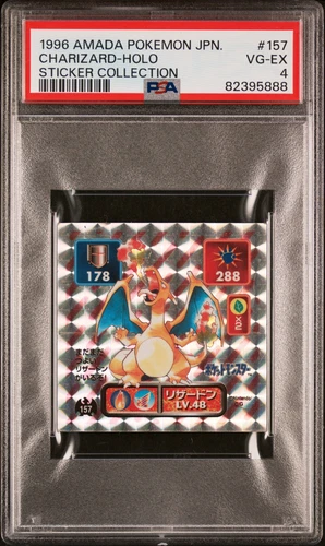 1996 AMADA POKEMON JPN STICKER COLLECTION #157 CHARIZARD-HOLO PSA 4