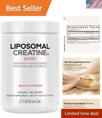 Liposomal Creatine Powder Supplement - 3- Supply - 5000mg Creatine Monohydrat...