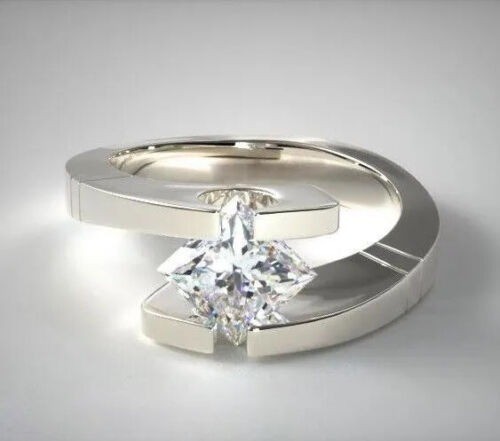 Lab-Created Princess Cut 2.60 Ct White Diamond Engagement Ring 14K ...
