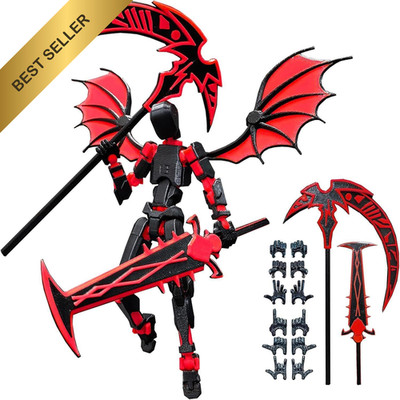 T13 Action Figure Set - Titan 13 Robot, Dummy 13, 3D 5.5 inches, Black Red