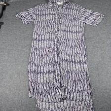 Anthropologie Purple Abstract Geometric Button Down Maxi Dress Small beezy Tunic