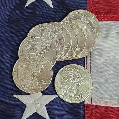 Lot of 10 - 2014 16 17 19 American Silver Eagles 1 oz .999 Fine BU Bullion