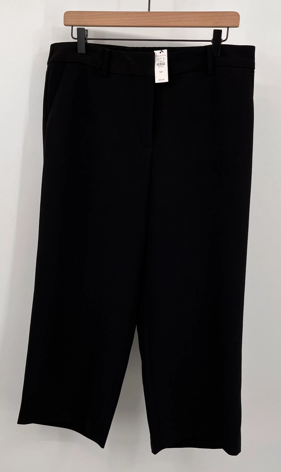 Talbots Cropped Pants Size 12P Black Stretch Capris Polyester Spandex