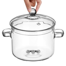  Glass Cooking Vessel Pasta Cooker Soup Pot Caldronl with Handles