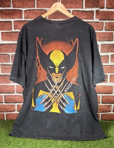X-Men Wolverine 97 Show Marvel Double Sided Black Mineral Wash T-Shirt 2XL