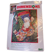 Dimensions SANTA'S TOY SHOP 16" Christmas Needlepoint Stocking Craft Kit 9123