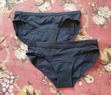 Hanes Women  s Black Light Period Underwear Briefs 2-Pk Bikini Size 5 Small New