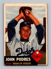 1953 Topps #263 Johnny Podres Rookie GD-VG Vintage High # SP Baseball Card