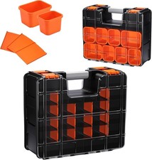 Double Sided Small Parts Organizer Box with Transparent Lid Movable Trays