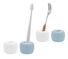 4Pack Small Mini Ceramic Toothbrush Holder Minimal Individual Toothbrush Stan...