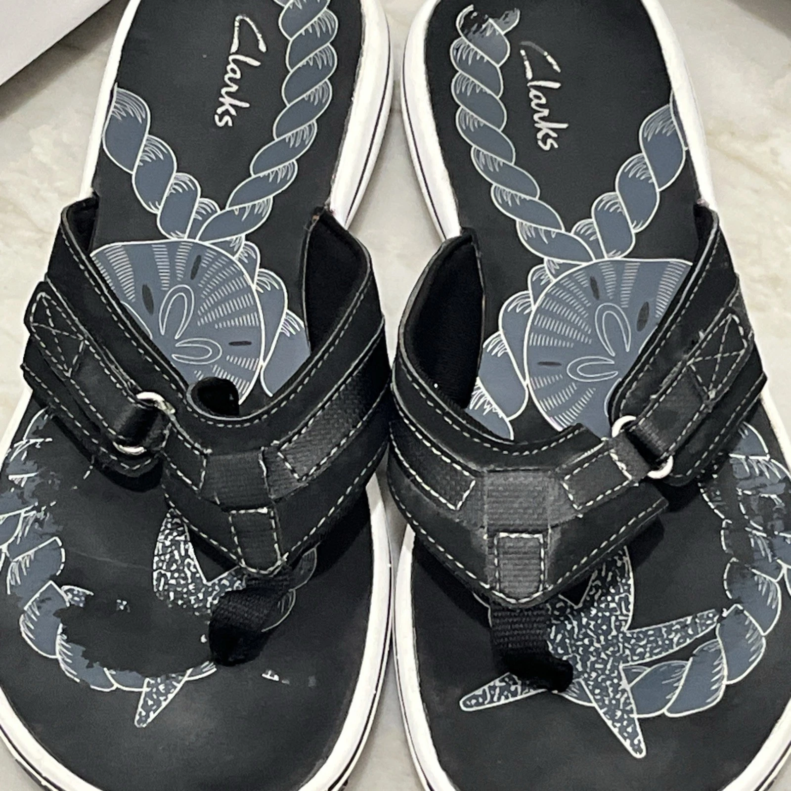 Sandali infradito Clarks Cloudsteppers donna taglia 9M infradito nero bianco