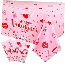 3 Pack Valentine  s Day Table Cloth Happy Valentine Tablecloth Decoration Pink