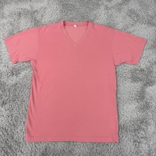 Uniqlo Shirt Mens XS Pink Solid V-Neck Short Sleeve Casual Tee Cotton Blend