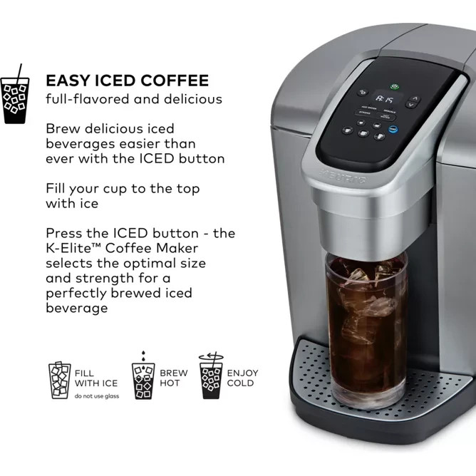 Keurig K-Elite Single Serve Coffee Maker with Temperature Control- Brushed Slate
