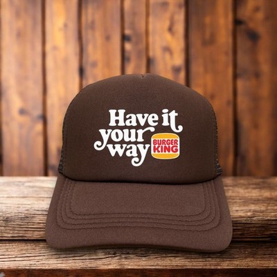 Burger King Have It Your Way Mens Trucker Hat Brown Vintage Logo Fast Food  Cap
