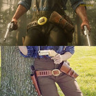 RDR2 Arthur Morgan Western Cowboy Leather Gun Belt Revolver Holster Cosplay Prop