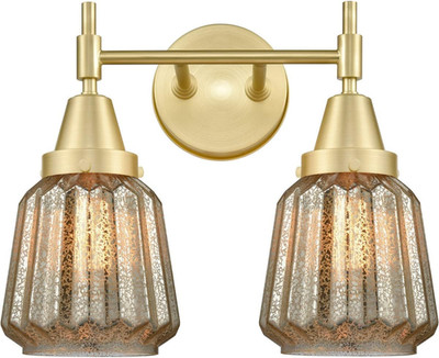 Brass Finish Two-Light Bath Vanity Fixture for Elegant Restoration