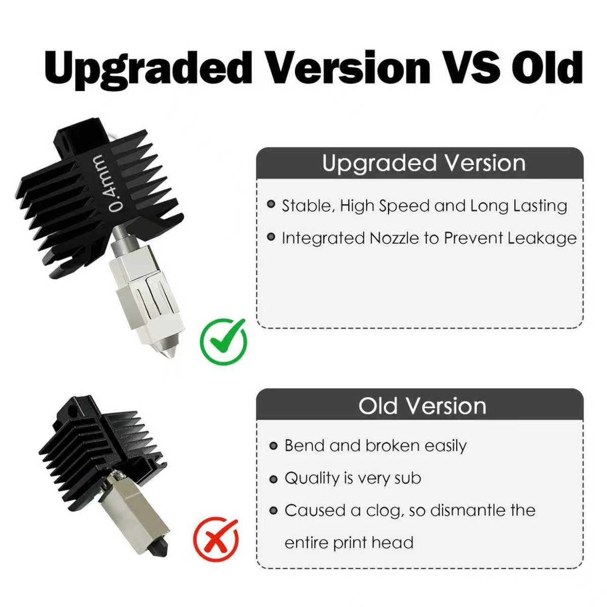 Upgrade 0,8 mm P2S/H2S Hotend Kit, 3D-printer printkop Hot End Heating Block Kit met 0,8 mm verwijderbare gehard stalen spuitmond voor Bambu Lab H2D, H2C, A1/A1 Mini