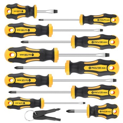 Amartisan 10-Piece Magnetic Screwdrivers Set, 5 Phillips & Slotted, Yellow 