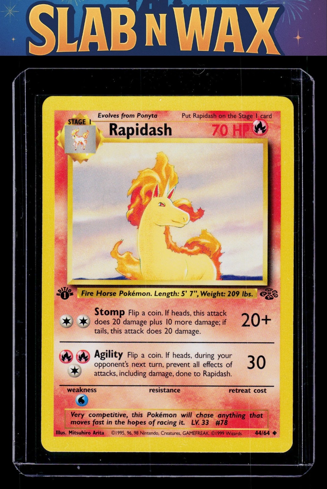 Pokemon tcg Jungle Rapidash #44/64 1st Edition
