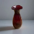Vintage Anchor Hocking Royal Ruby Red Glass Crimped Vase