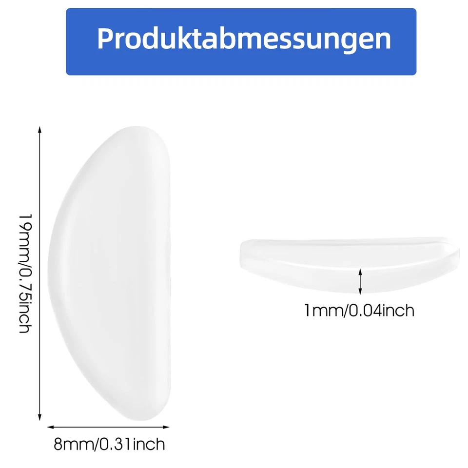 10 Stück Silikon Nasenpads selbstklebend Brillenpads Sonnenbrille Milchig Weiß - Bild 2 von 4