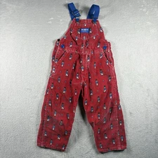 Vintage Osh Kosh B’Gosh Vestbak 4T Red Toy Soldier Corduroy Overalls USA #2B