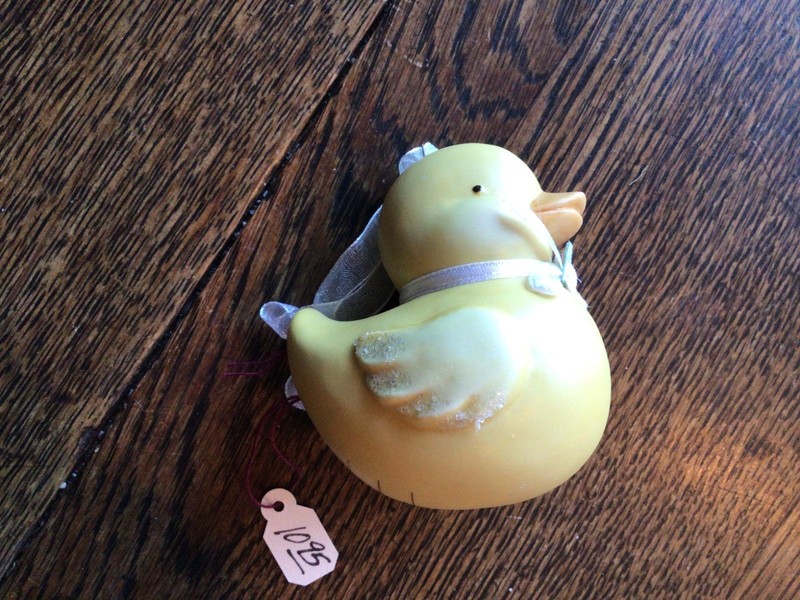 BABY'S 1ST CHRISTMAS GIRL~BOY ORNAMENceramic RUBBER DUCKY~YELLOW DUCK~NWT