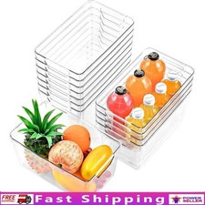 Stackable Clear Plastic Storage Bins Kitchen Pantry Cabinet Organization New