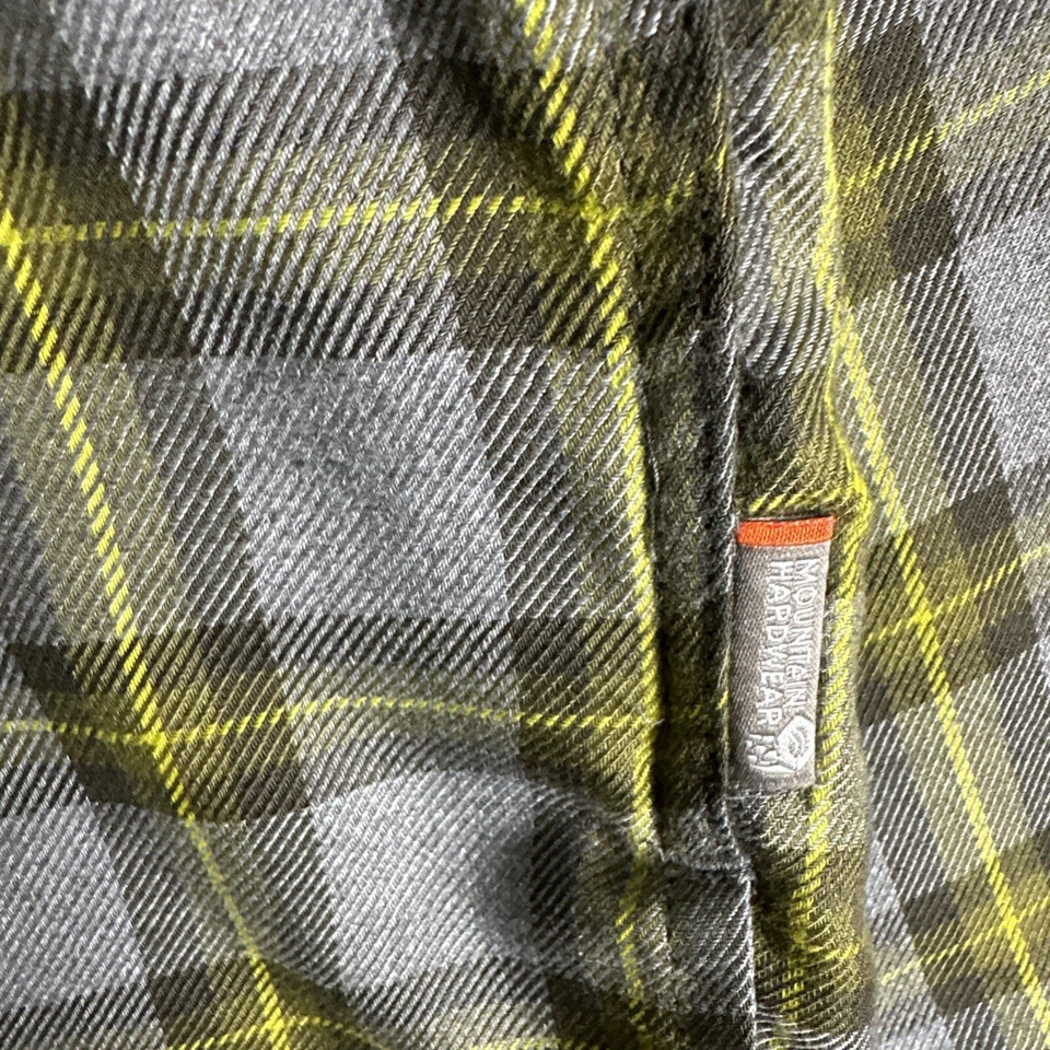 Camisa de franela Mountain Hardwear para hombre pequeña gris amarilla ventana panel cuadros camping Foto 4 de 4