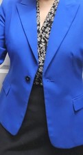 Calvin Klein Blue Blazer Jacket Size 10 Single-Breasted 1-Button Notch Lined