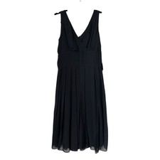 Brooks Brothers Dress Womens 2 Black Silk Sheer Pleated Dark Romantic Feminine