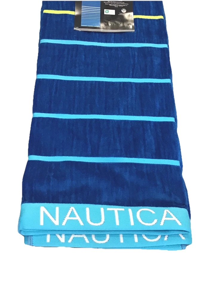 ¡NUEVO! Toalla de playa Nautica 36x72 de gran tamaño" tiras y logotipo multicolor grande 6 pies Foto 2 de 4