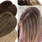 100% REAL REMY Human Hair Topper Toupee Hairpiece Clip In Silk/Mono Top Bases US