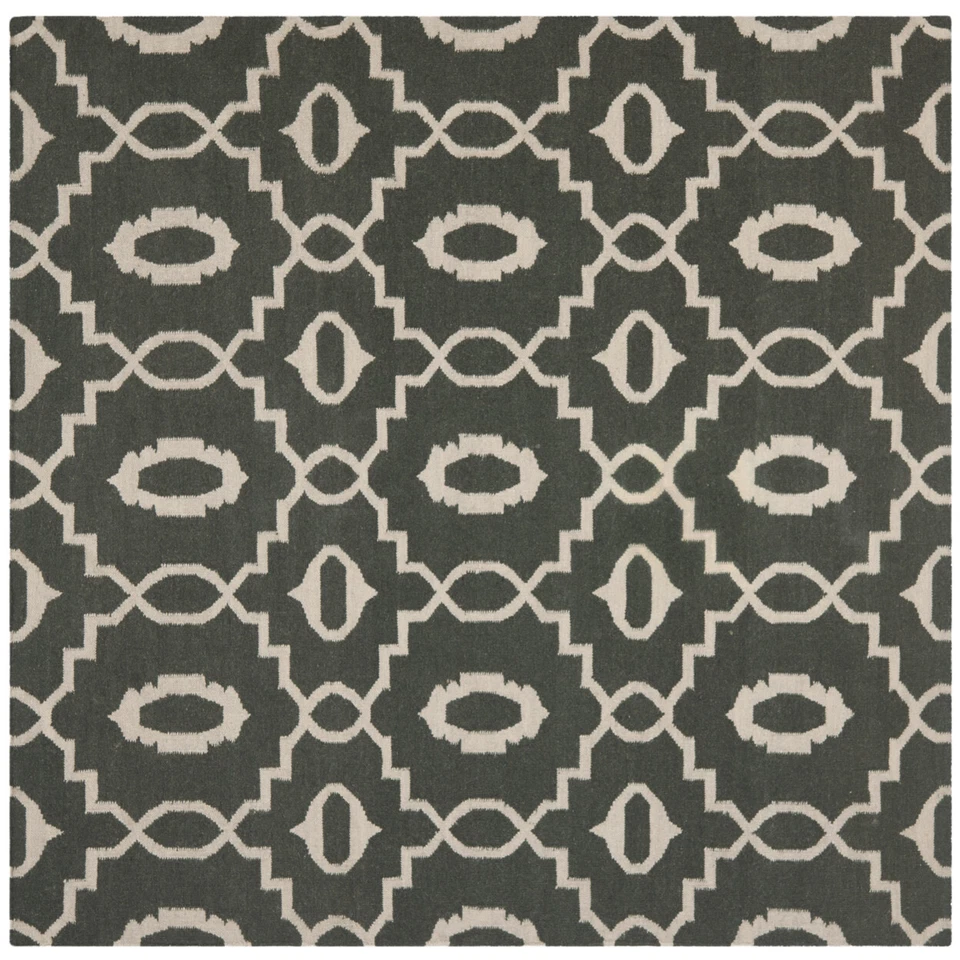 SAFAVIEH Dhurries DHU205C Handwoven Charcoal / Ivory Rug - Image 4 of 4